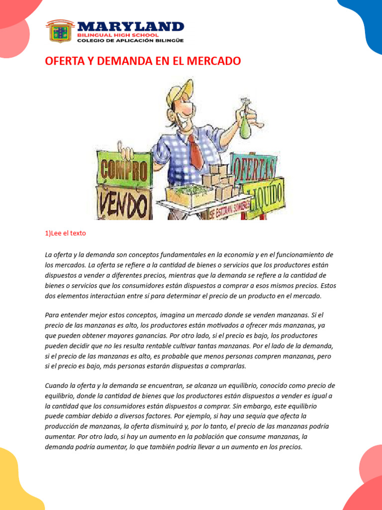 Oferta y Demanda en el Mercado Económico | PDF | Mercado (economía ...