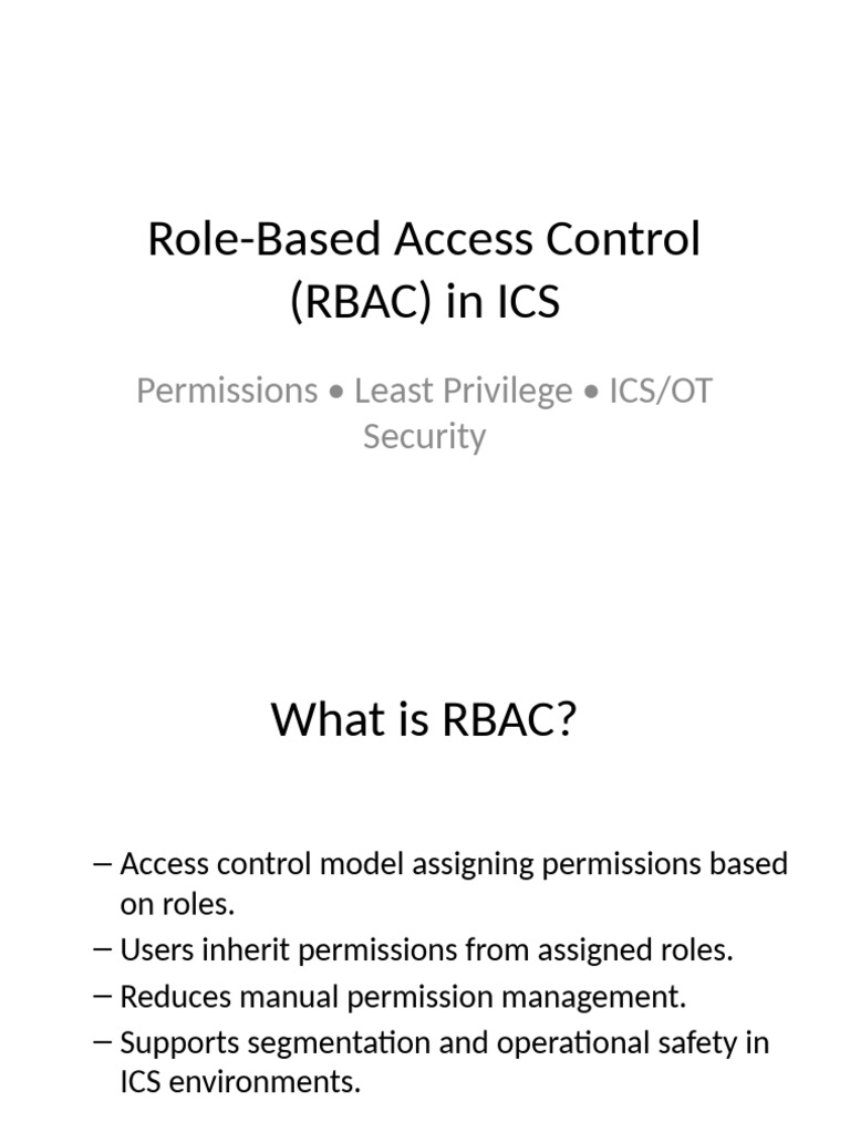 RBAC in ICS: Enhancing Security & Compliance | PDF