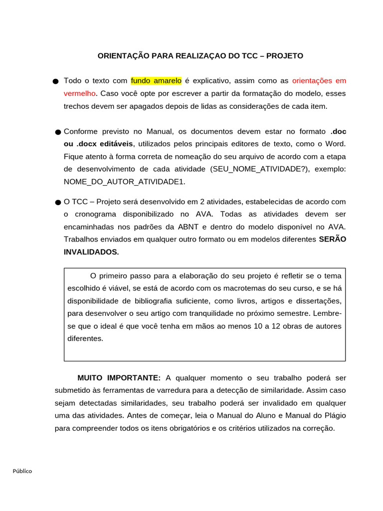 Orientações para Elaboração do TCC | PDF | Citação | Caixa alta e caixa ...