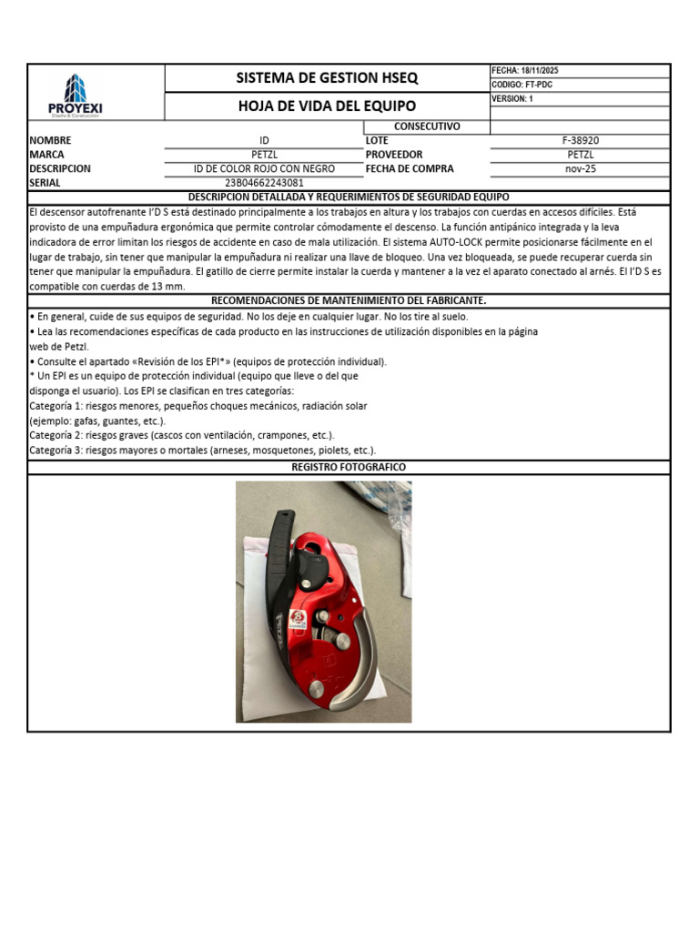 Id Petzl 3081 | PDF