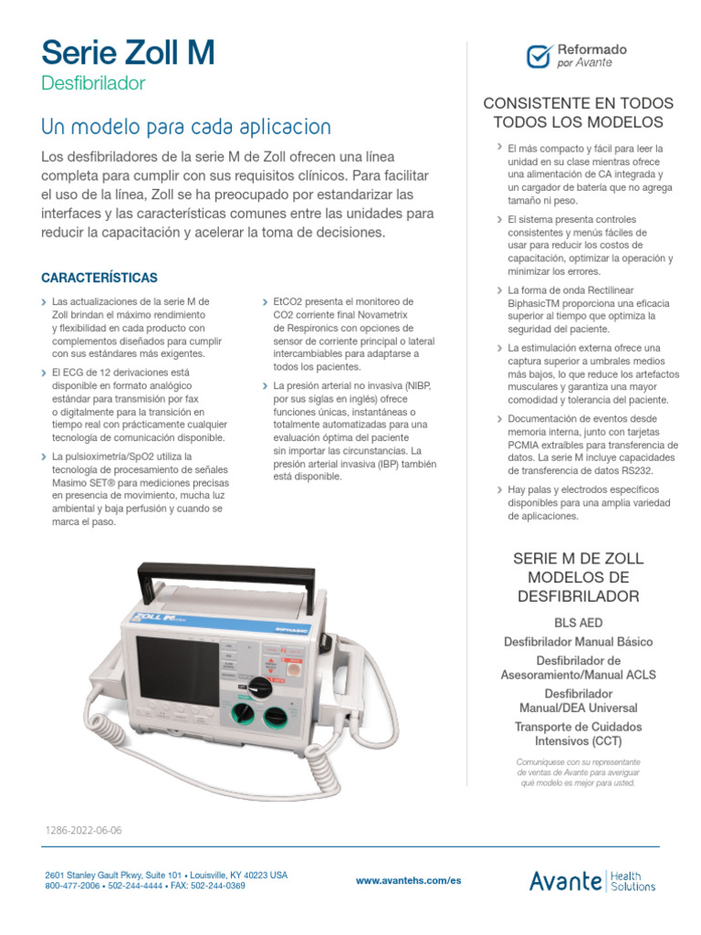 Desfibriladores Serie M de Zoll: Características | PDF | Presión ...