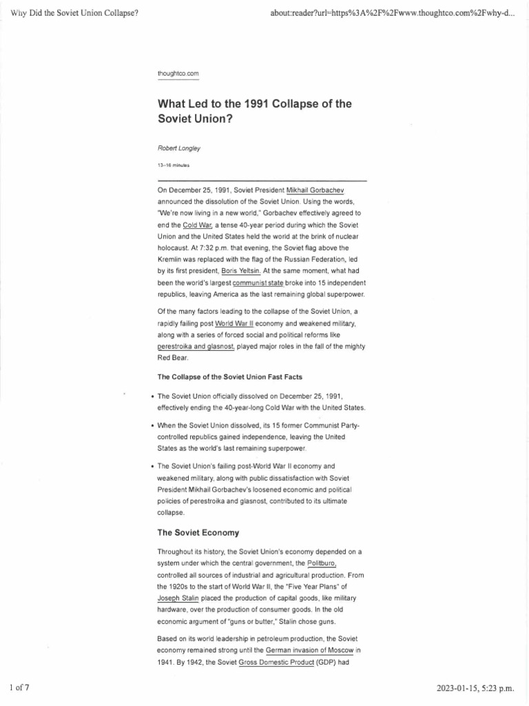 Causes of the Soviet Union's Collapse | PDF | Soviet Union | World Politics