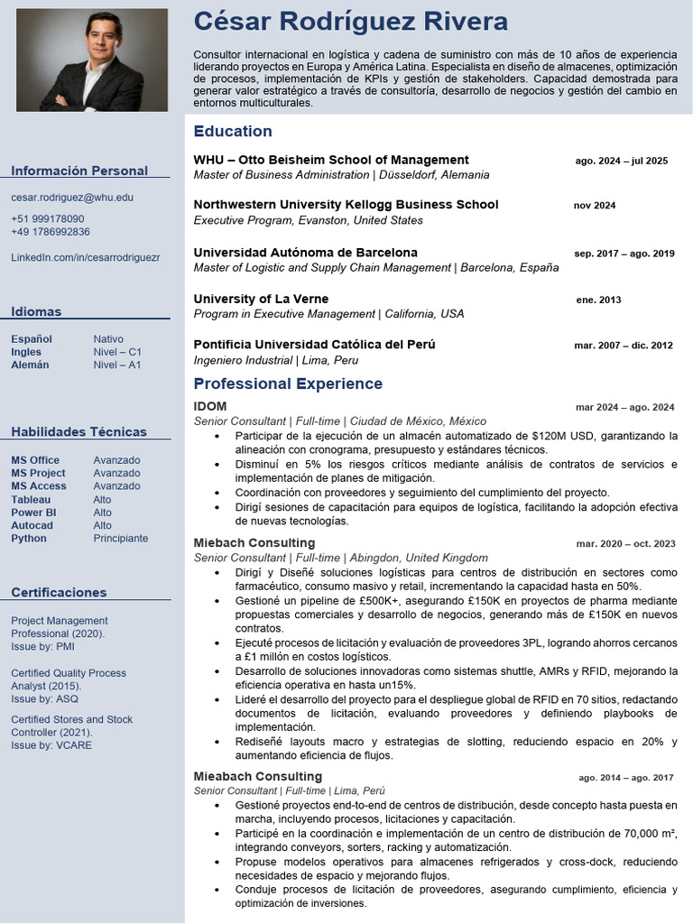 CV Cesar Rodriguez | PDF | Logística | Business
