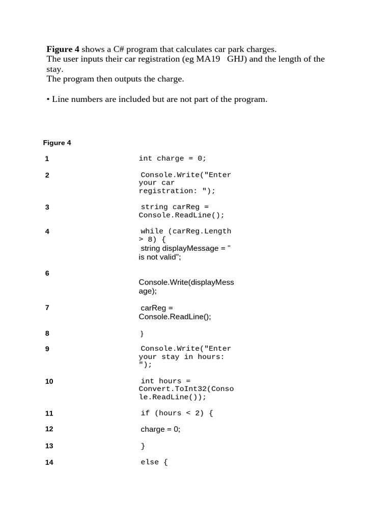 C# Car Park Charges and Bonus Calculation | PDF | Computer Engineering ...