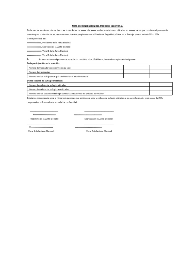 Acta de Conclusión del Proceso Electoral | PDF