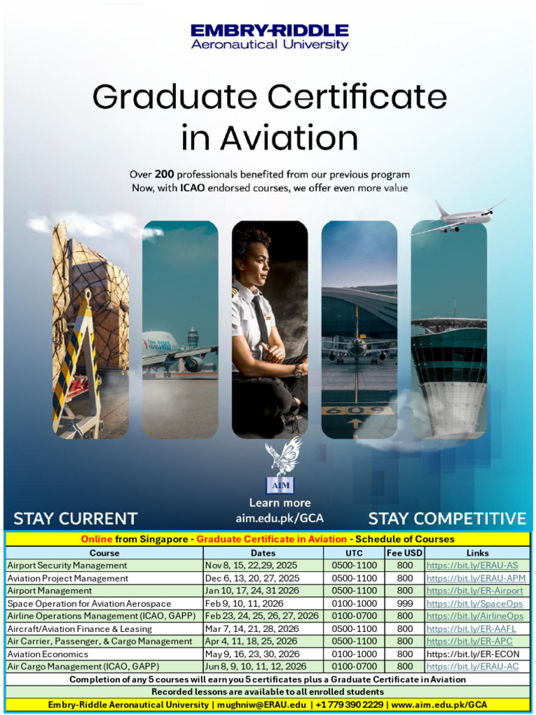Graduate Aviation Courses Schedule | PDF