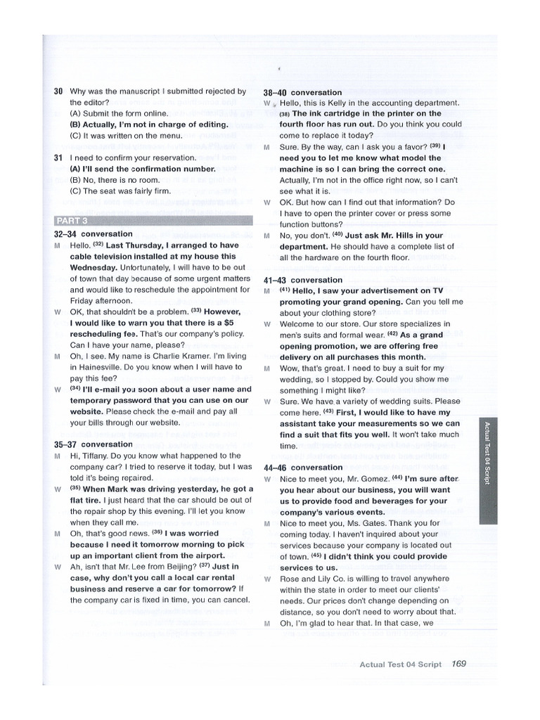 Script - Test 4 - Part 3 & 4 | PDF