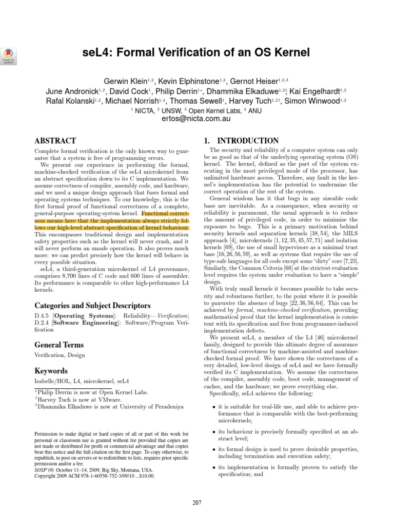 Sel 4 | PDF | Formal Verification | Kernel (Operating System)