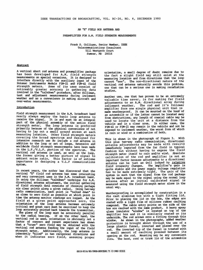 AM Field Strength Measurement Antenna | PDF | Antenna (Radio) | Amplifier