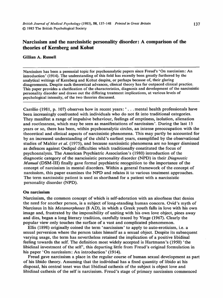 Narcissism and The Narcissistic Personality Disorder A 4ofcg8936f | PDF ...
