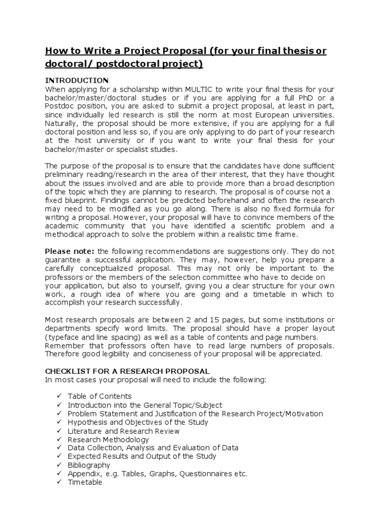 Guide to Writing a Project Proposal | PDF