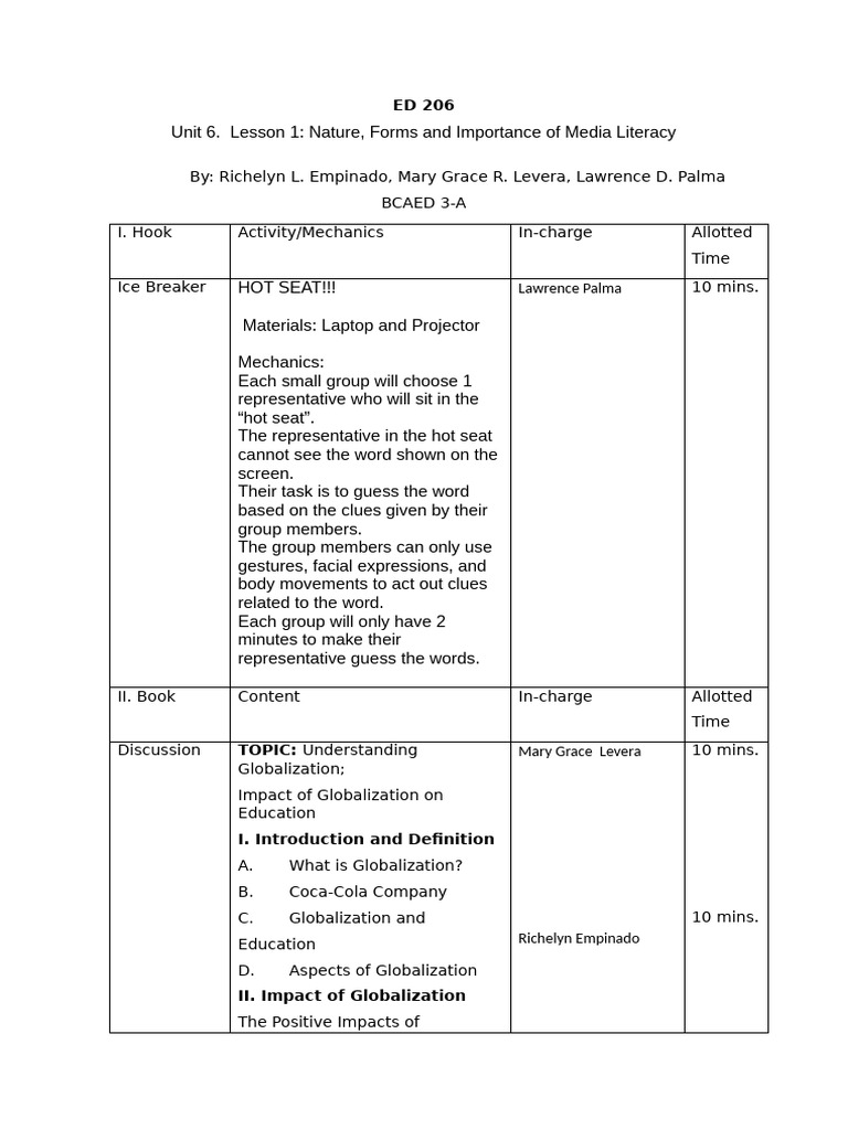 ELP LessonFlow Revised-1 | PDF | Globalization | Learning