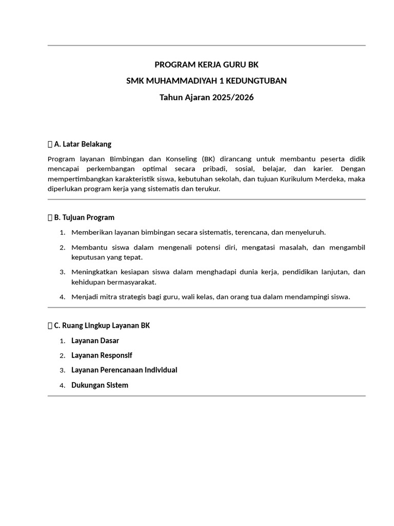 Program Kerja BK | PDF