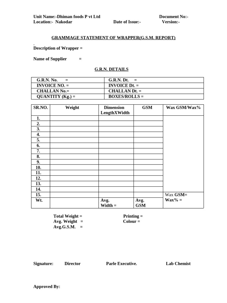 G.S.M.report of Wrapper | PDF