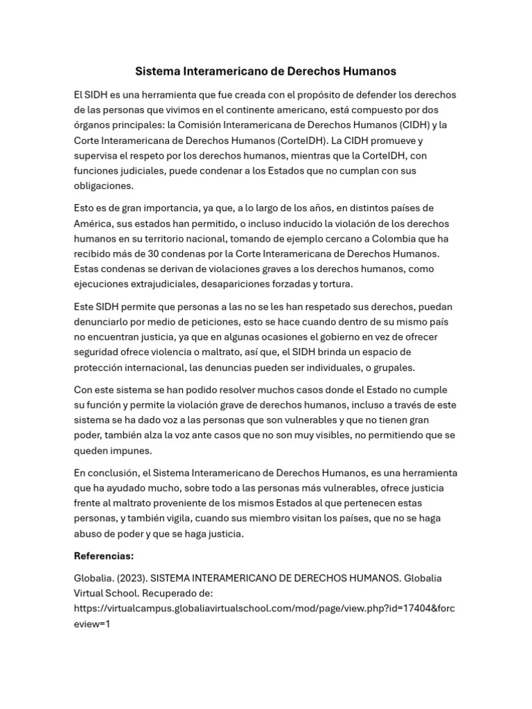Sistema Interamericano de Derechos Humanos | PDF