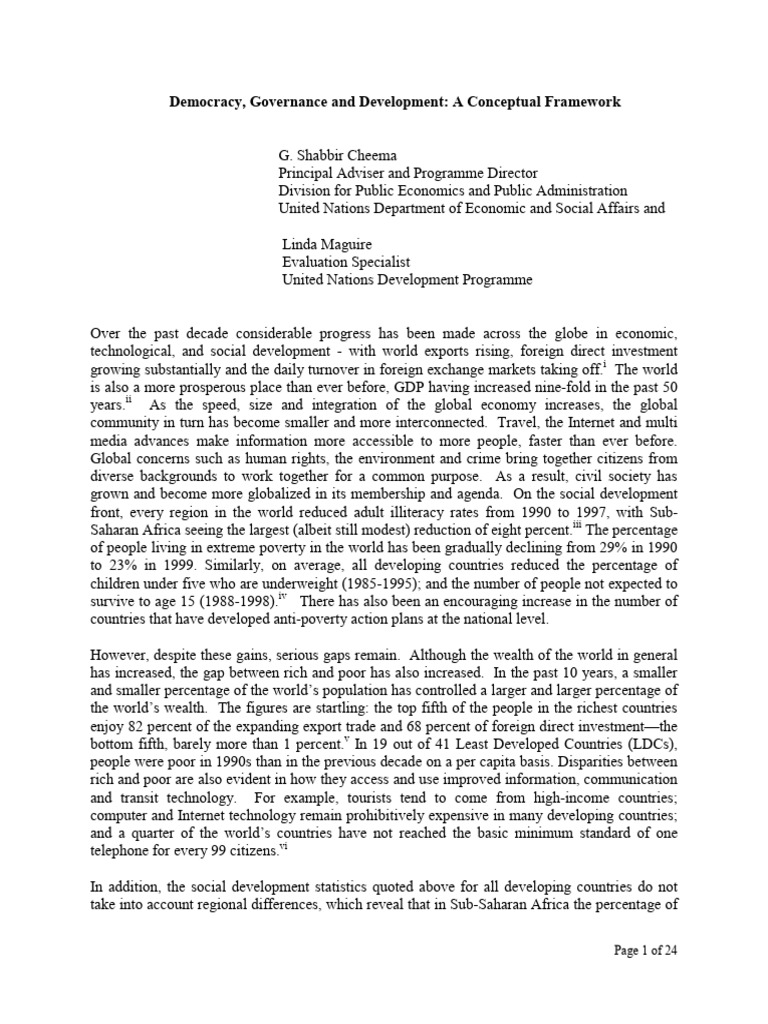 Democracy and Development Framework | PDF | Democracy | Political ...