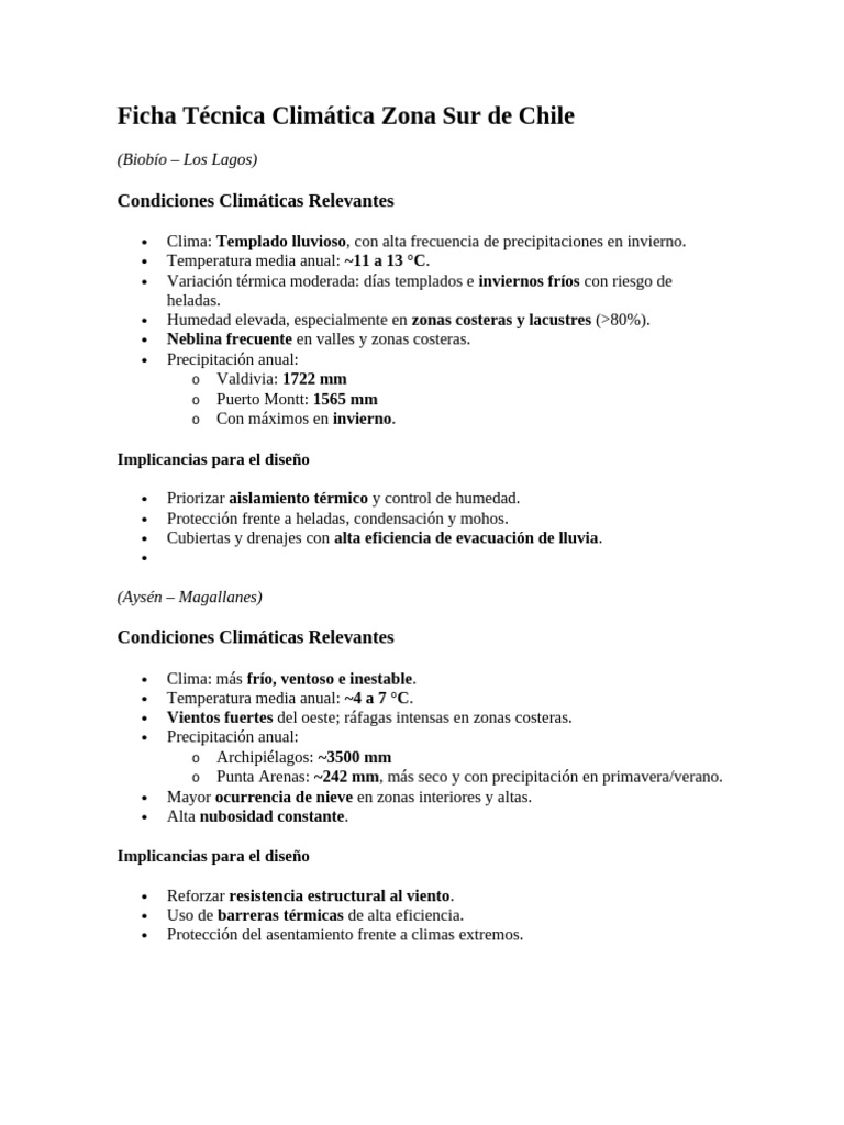 Clima y Diseño en el Sur de Chile | PDF | Clima | Precipitación