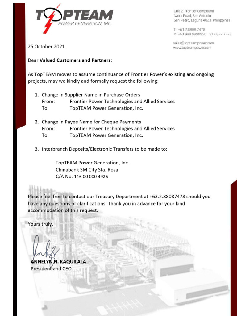 TopTEAM Change in Payee Name | PDF
