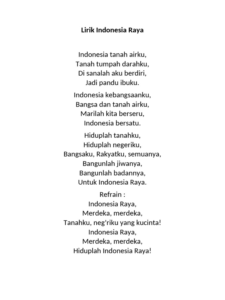 Lirik Lagu Indonesia Raya | PDF