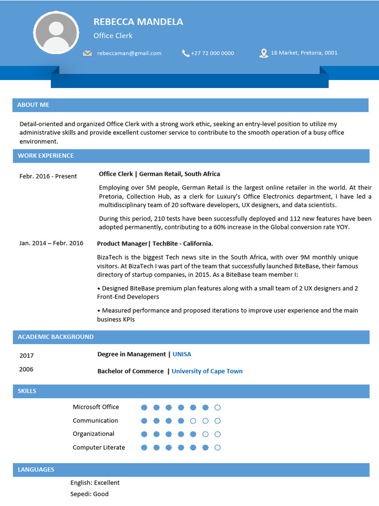 Entry Level Jobs CV Template | PDF