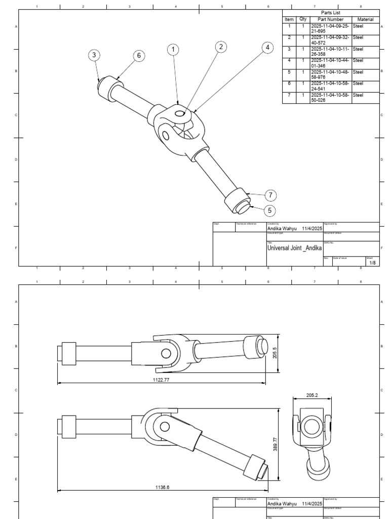 Universal Joint Parts List and Specs | PDF