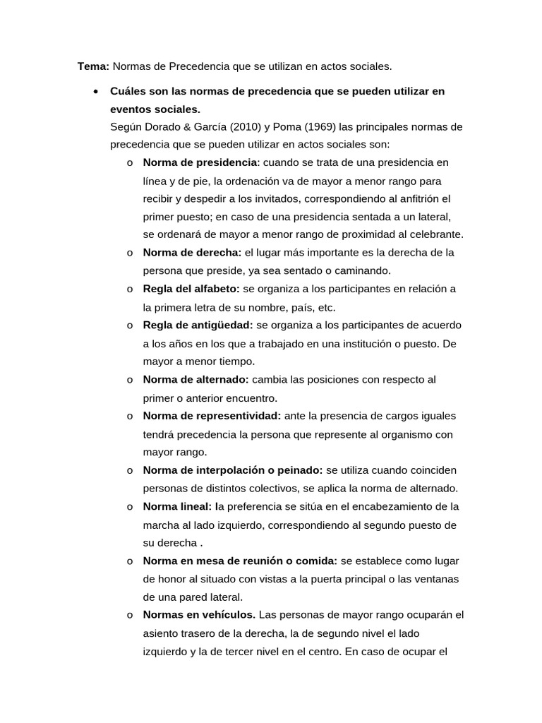 Normas de Precedencia en Eventos Sociales | PDF | Gobierno
