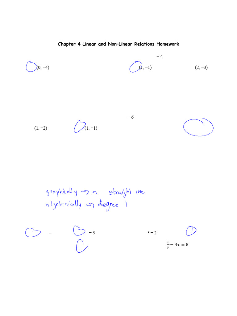 Class 4 Linear Relations Homework | PDF | Function (Mathematics) | Line ...