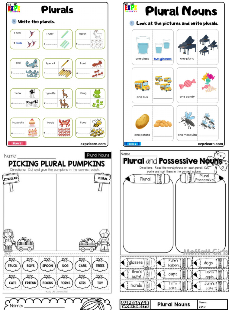 WORKSHEET Singular and Plural | PDF