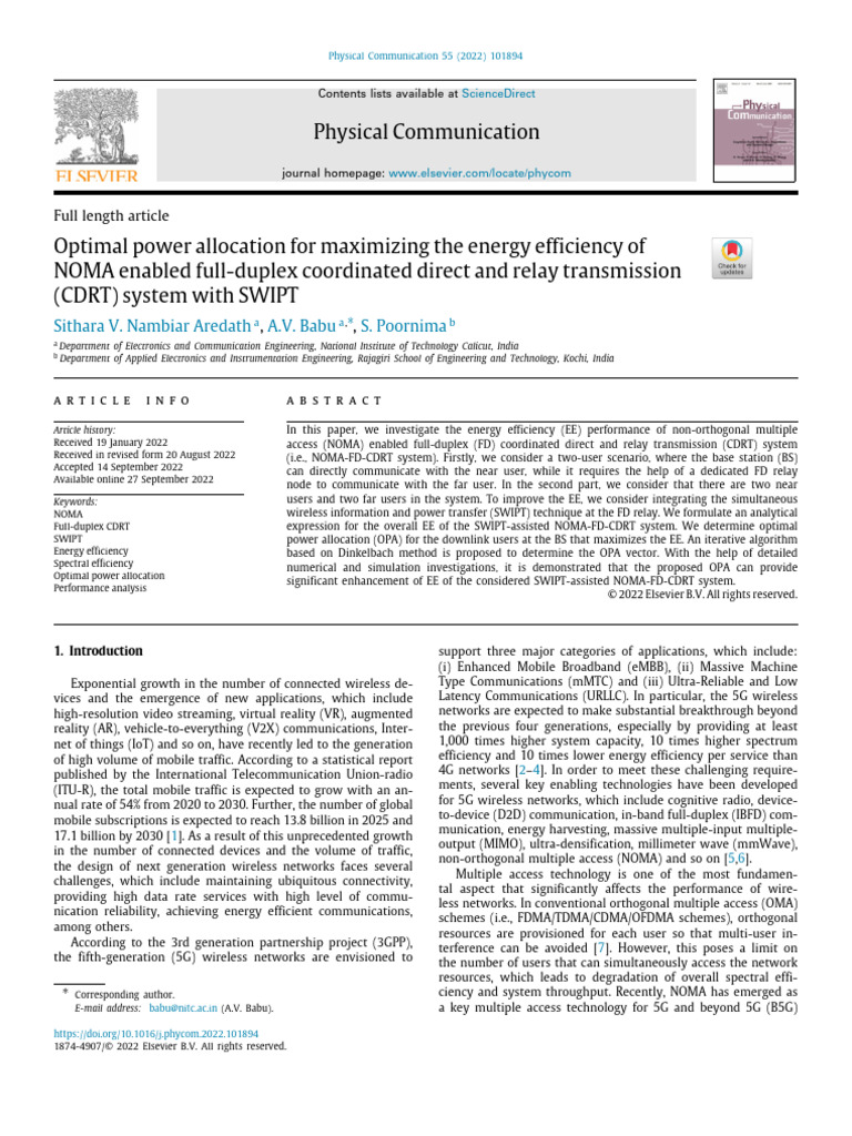Energy Efficiency in NOMA-FD-CDRT Systems | PDF | Channel Access Method ...