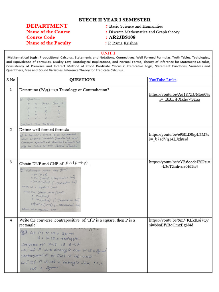 DMGT Questions With Answers For 2025-26 | PDF | Argument | Graph Theory