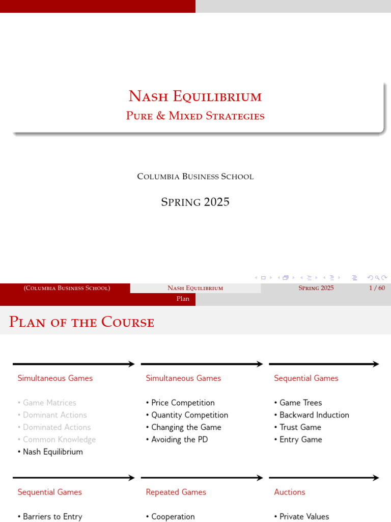 Nash Equilibrium - Pure and Mixed Strategies - Slides - 03 | PDF ...