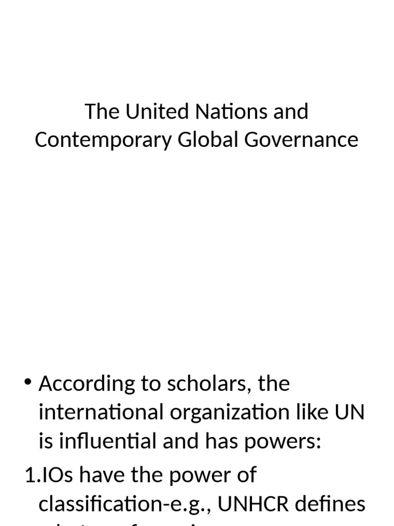 The United Nations and Contemporary Global Governance 1 | PDF | United ...