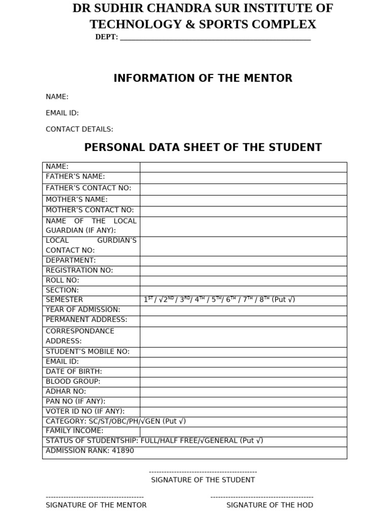 Student Information and Records Form | PDF
