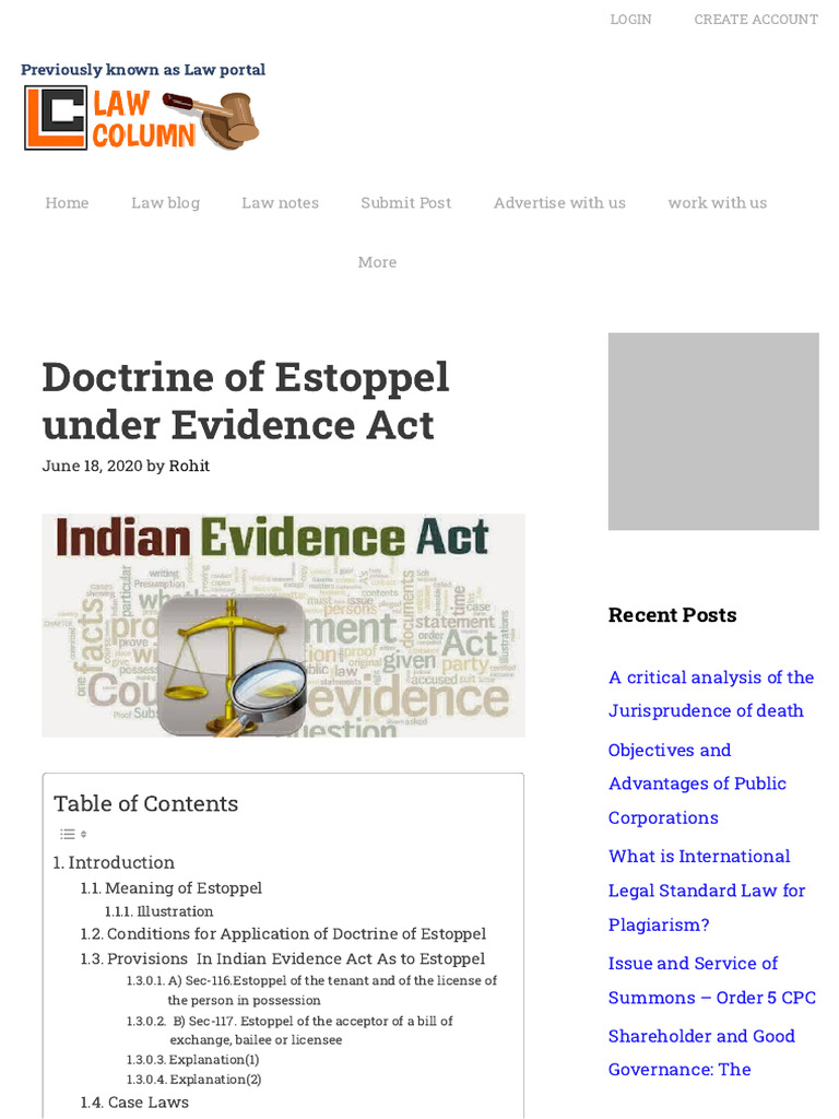 Doctrine of Estoppel in Indian Law | PDF | Estoppel | License