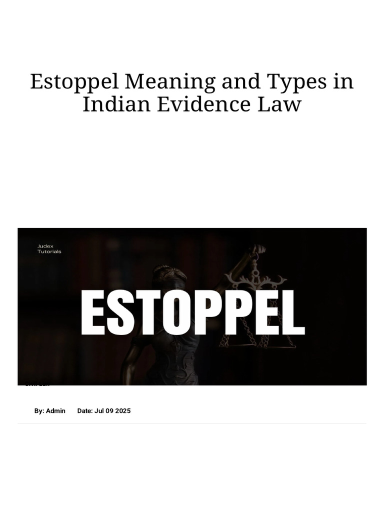 Estoppel in Indian Evidence Law Explained | PDF | Estoppel | Common Law
