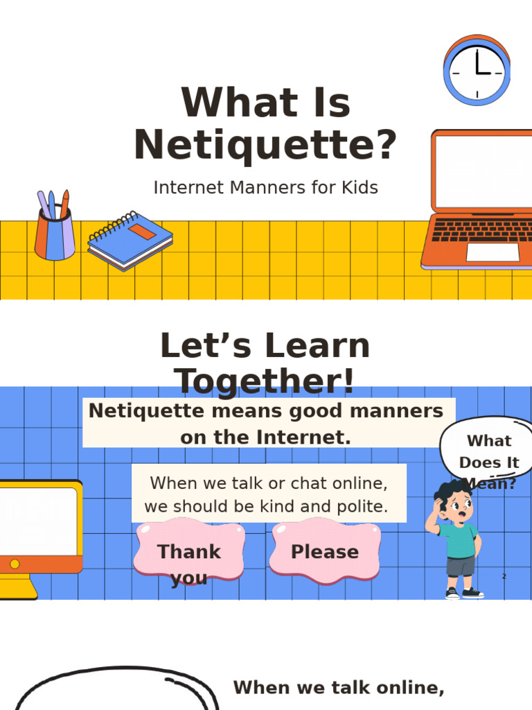 The Need For Netiquette Education Presentation in Yellow White Blue ...
