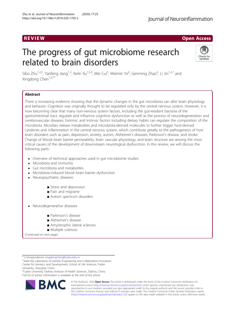 The Progress of Gut Microbiome Research Related To Brain Disorders ...