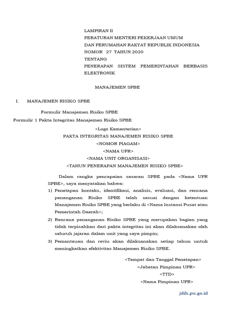 Manajemen Risiko SPBE dan Keamanan Informasi | PDF