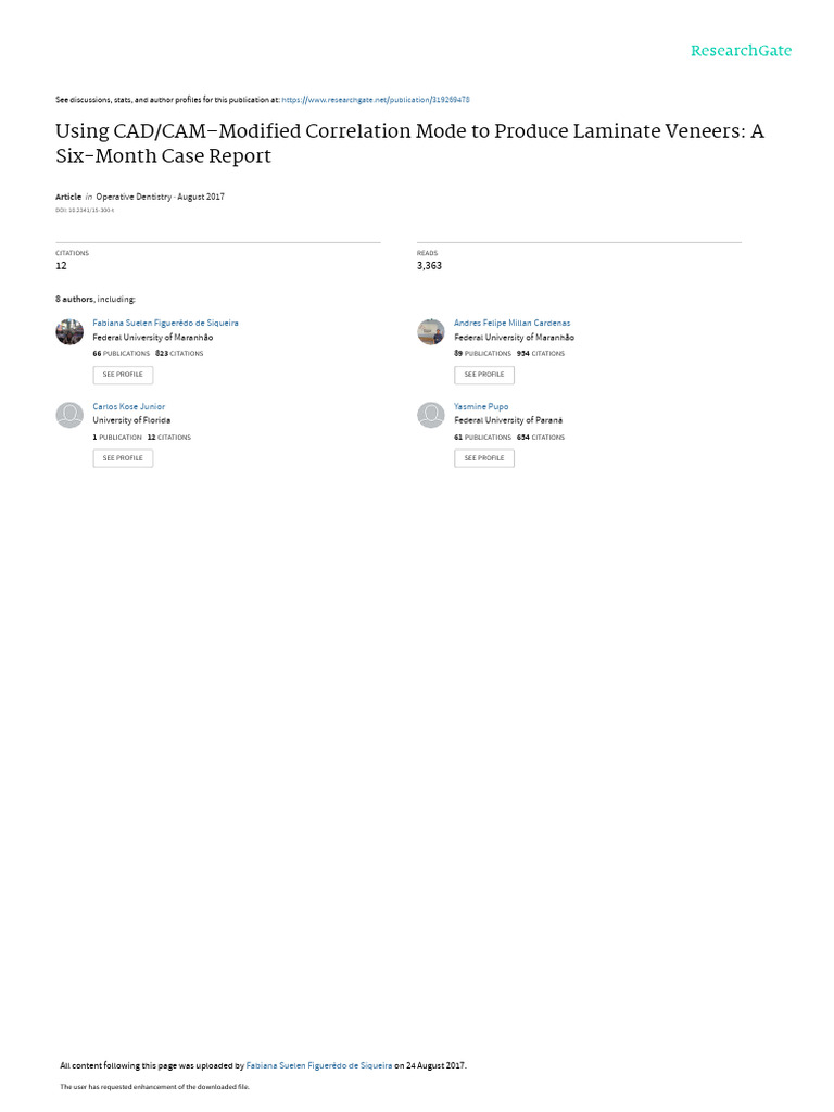 CAD/CAM Laminate Veneers Case Report | PDF | Dentistry Branches | Dentistry