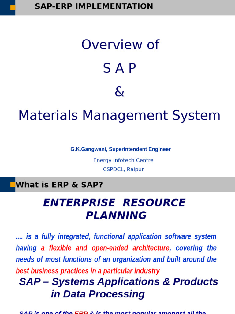 SAP ERP Implementation Overview | PDF | Enterprise Resource Planning ...
