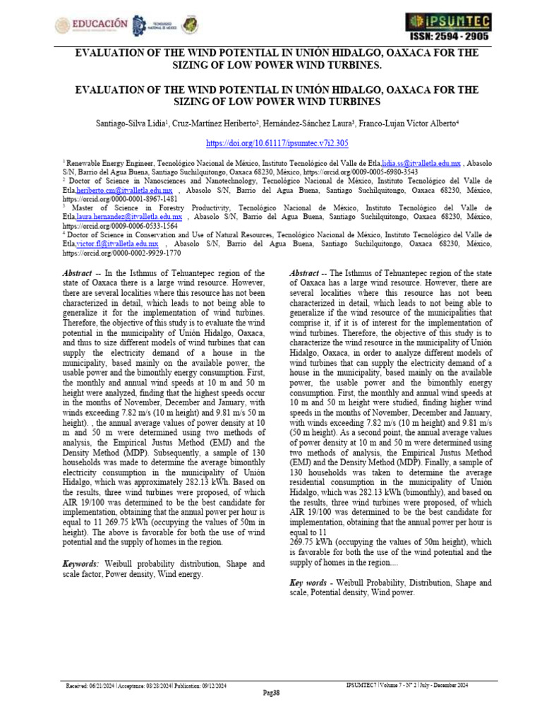 VOLUMEN+7+N.+2+ART+5+2024+INGLES | PDF | Wind Power | Wound