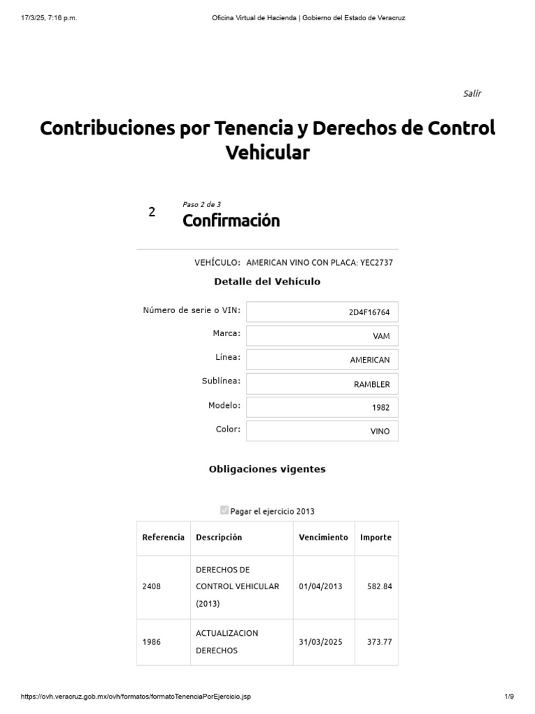 Obligaciones de Tenencia Vehicular 2023 | PDF