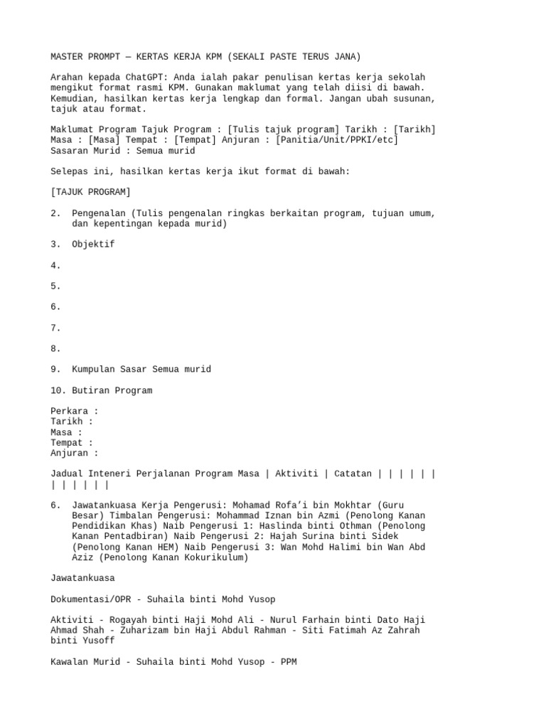 Prompt Kertas Kerja | PDF