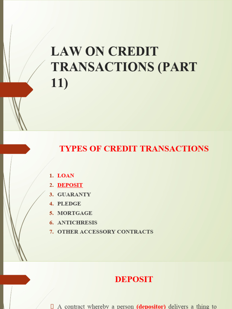 Types of Credit Transactions Explained | PDF | Guarantee | Surety