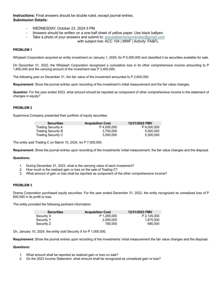Accounting Journal Entries for Investments | PDF | Fair Value | Investing