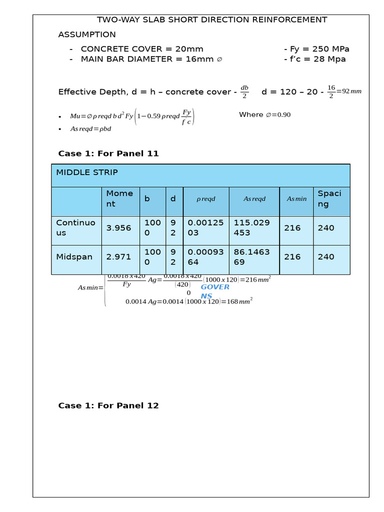 Spacing Short Span | PDF | Structural Engineering | Concrete