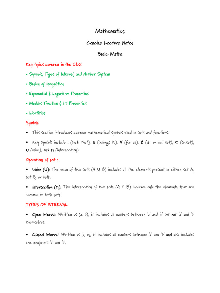 691c0f73ad382d5b0aa5976b ## Basic Maths Mathematics Short Notes | PDF ...