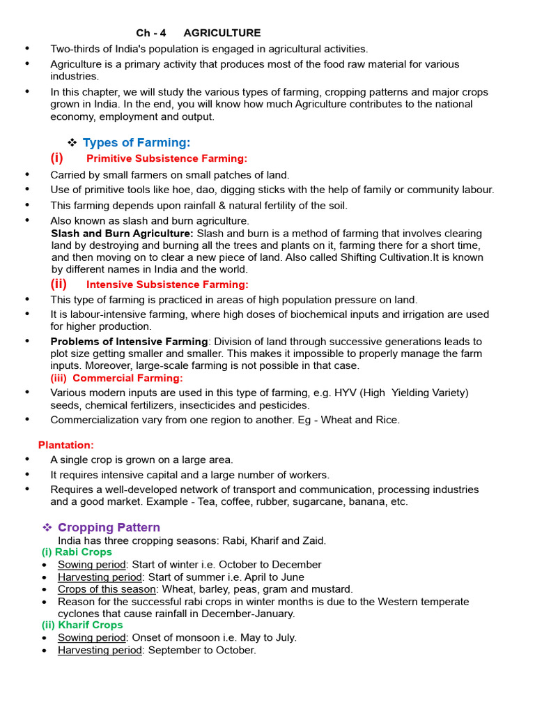 Types of Farming and Crops in India | PDF | Agriculture | Crops