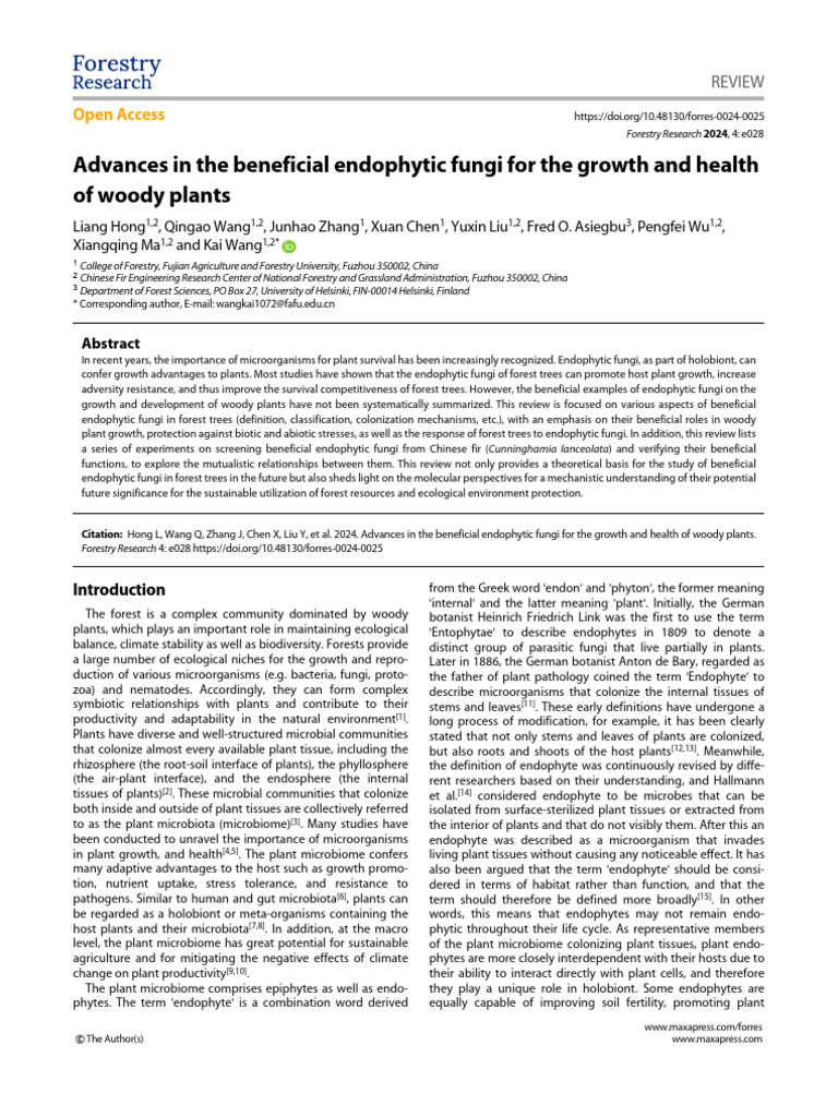 Endophytic Fungi Boosting Woody Plants | PDF | Fungus | Microbiota