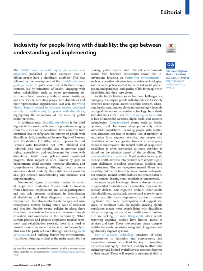 Inclusivity For People Living With Disability The | PDF | Disability ...
